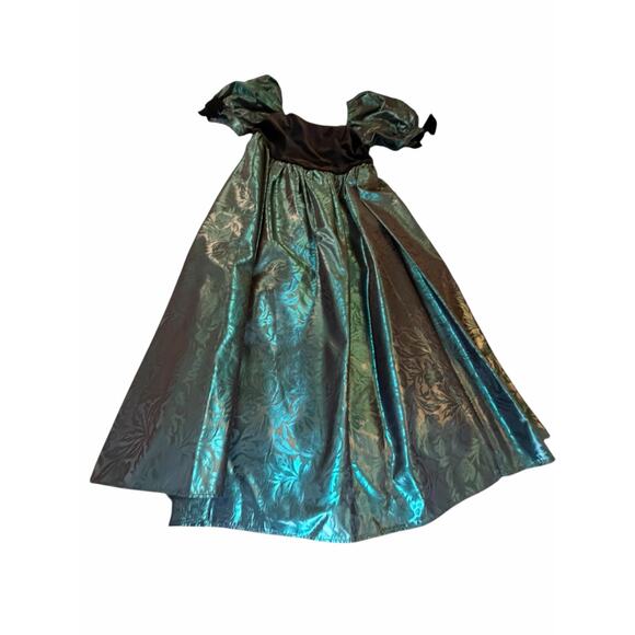 Vintage Laura Ashley Green Velvet and Taffeta Dress - Size 14 - Picture 11 of 16